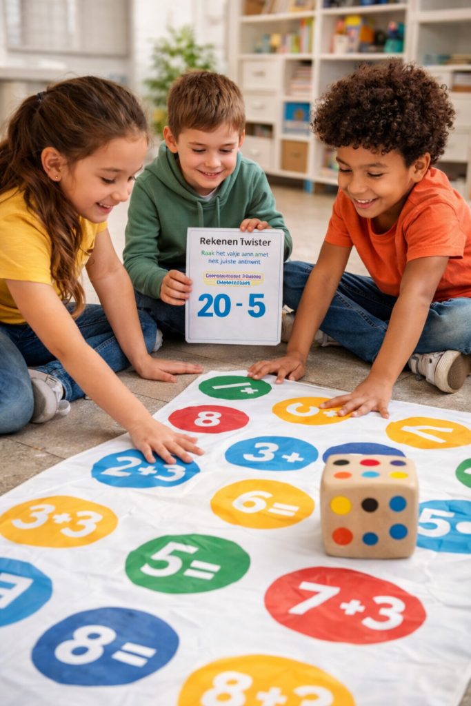 bewegend leren rekenen spel groep 3 klas activiteit kinderen