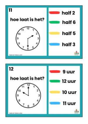 Kleurenspeurtocht klokken hele en halve uren – bewegend leren