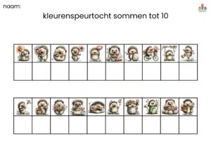 Kleurenspeurtocht sommen tot 10 - lente